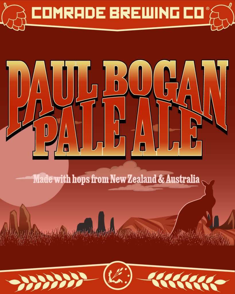 Paul Bogan Pale Ale Tapping, Brewed with hops from New Zealand and Australia. Comrade Brewing Co.