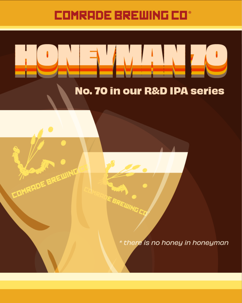 Honeyman 70, no. 70 in our R&D IPA Series. *there is no honey in honeyman